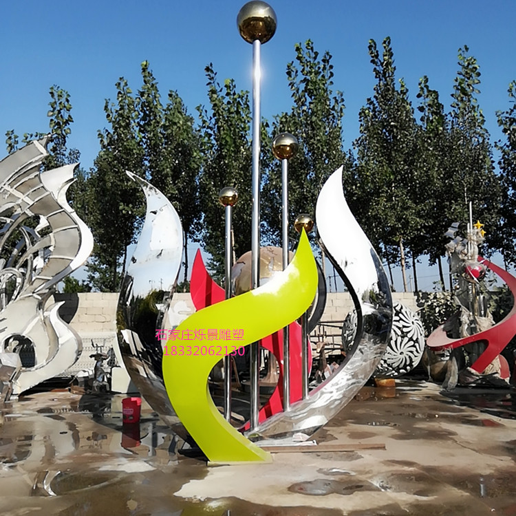 校园镜面抽象不锈钢雕塑