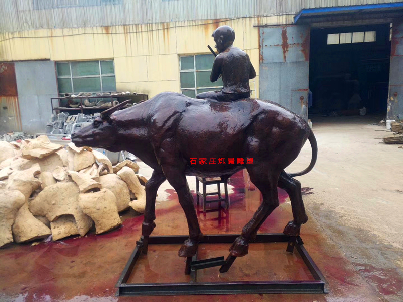 放牛娃铸铜雕塑，人物铸铜雕塑厂家