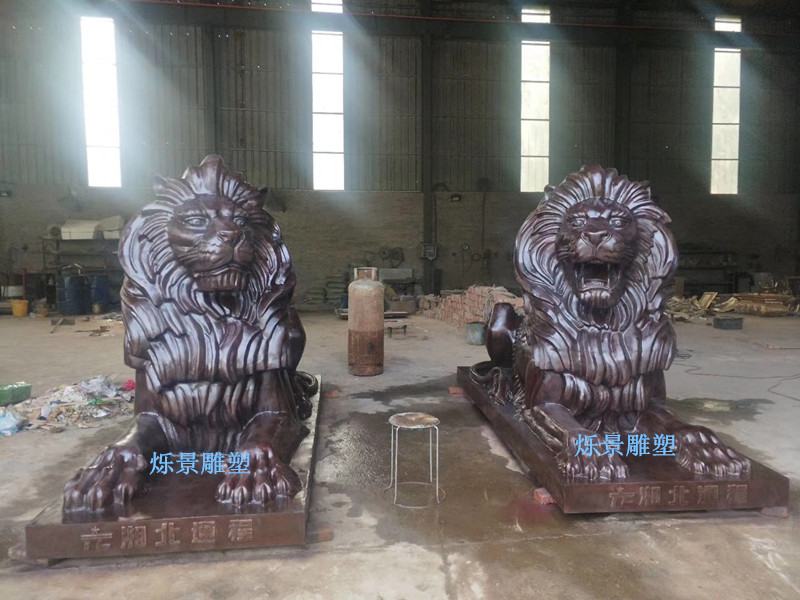 铸铜狮子雕塑，景德镇铜狮子雕塑，（制作，加工，烁景，直销，供应）