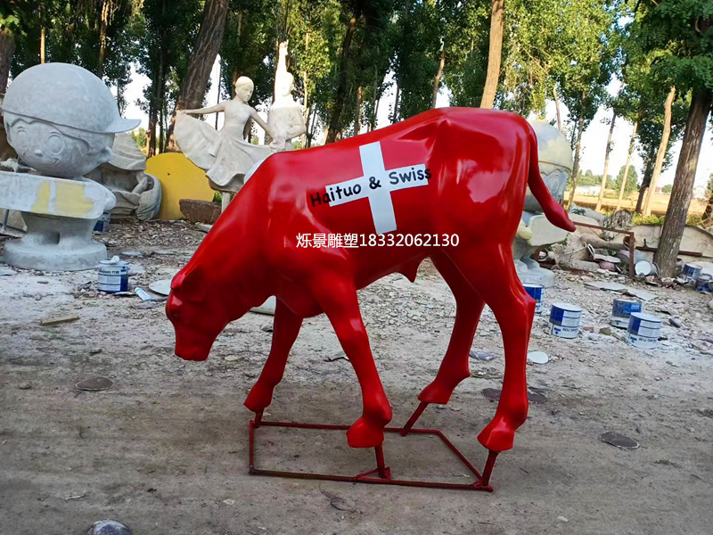 玻璃钢，铸铜动物牛雕塑