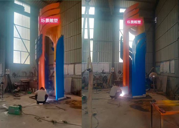 校园团结雕塑图片，不锈钢抽象雕塑