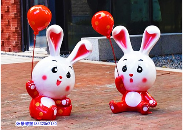吉祥兔雕塑 不锈钢兔子雕塑