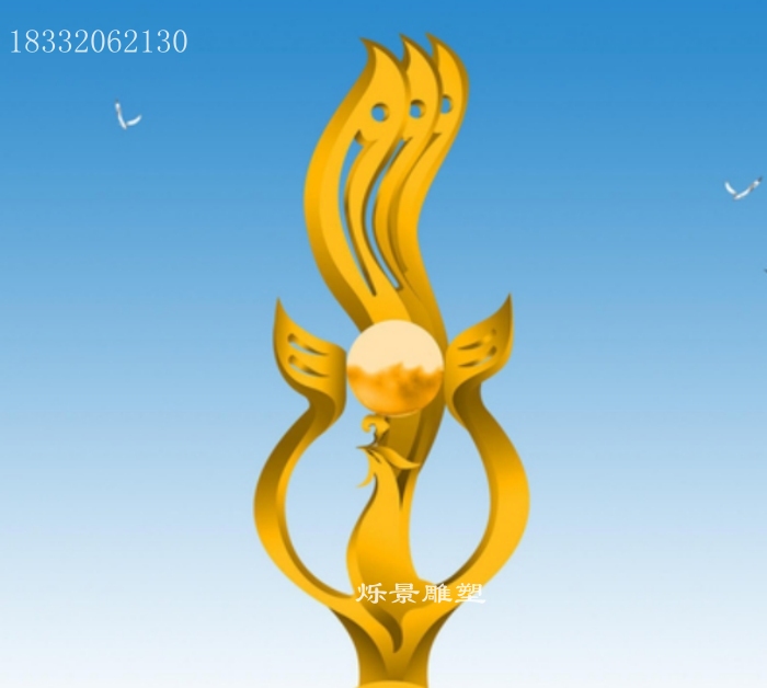 大型抽象凤凰不锈钢雕塑