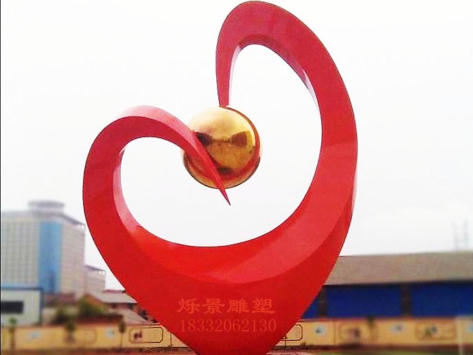 抽象不锈钢爱心雕塑成品定制