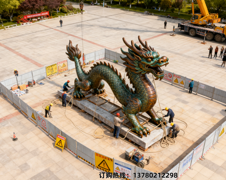 玻璃钢仿铜龙雕塑